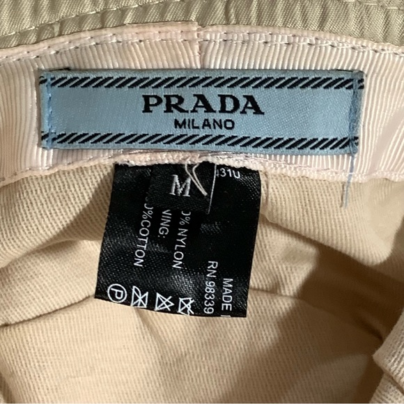 PRADA beige Re-issue Nylon BUCKET HAT Size Medium IN STORE NOW $695 - Picture 2 of 15